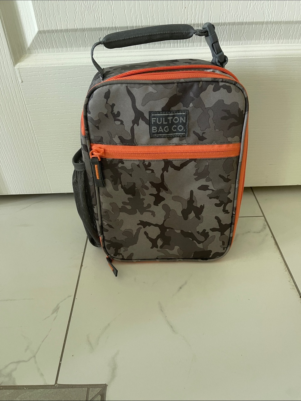 Kids Camo Lunch Bag with Orange Trim